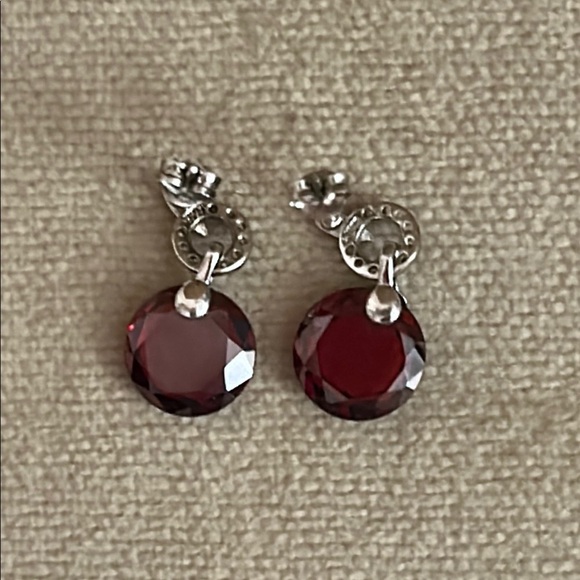 Sophisticated Red and Silver Crystal Earrings - Picture 3 of 3